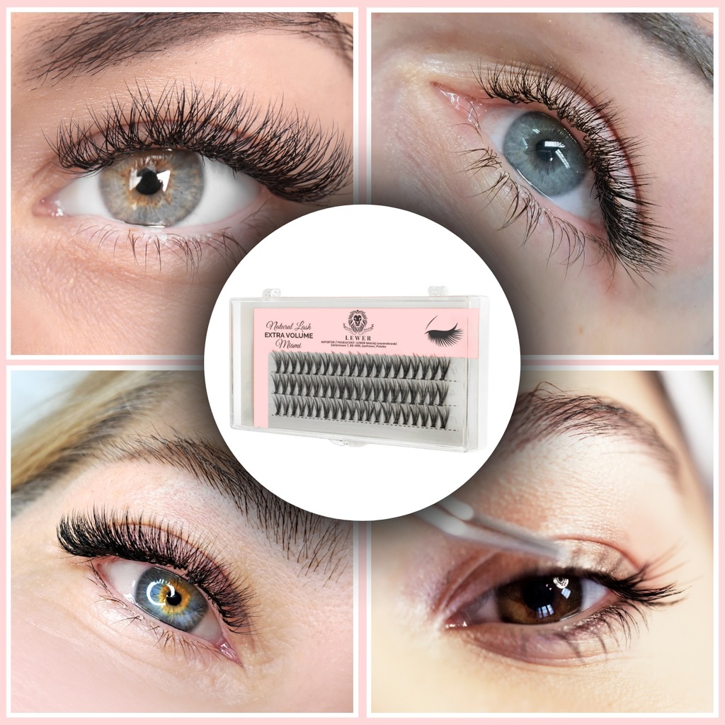 KĘPKI RZĘSY EYELASH Lewer Miami EXTRA VOLUME 10mm GĘSTE NATURALNE JEDWABNE Kolor czarny
